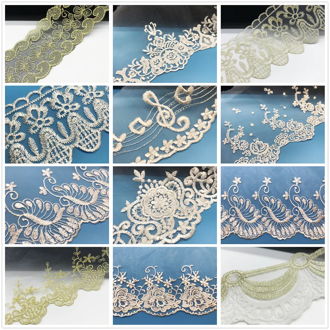 Fashion Trimming Knit Lace Garment Accessories Embroidery Cotton Tulle Lace Fabric