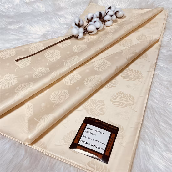 패션 아프리카 의류 직물에 대한 Vetitable Bazin Riche 면사 섬유 자수 직물